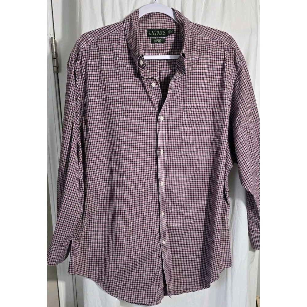 Lauren Ralph Lauren Plaid No Iron Classic Fit Button Down‎ Shirt 17.5 32/33